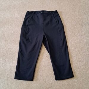 Spyder Active Capri Leggings Women's Size Large Black Stretch With Pockets NWOT